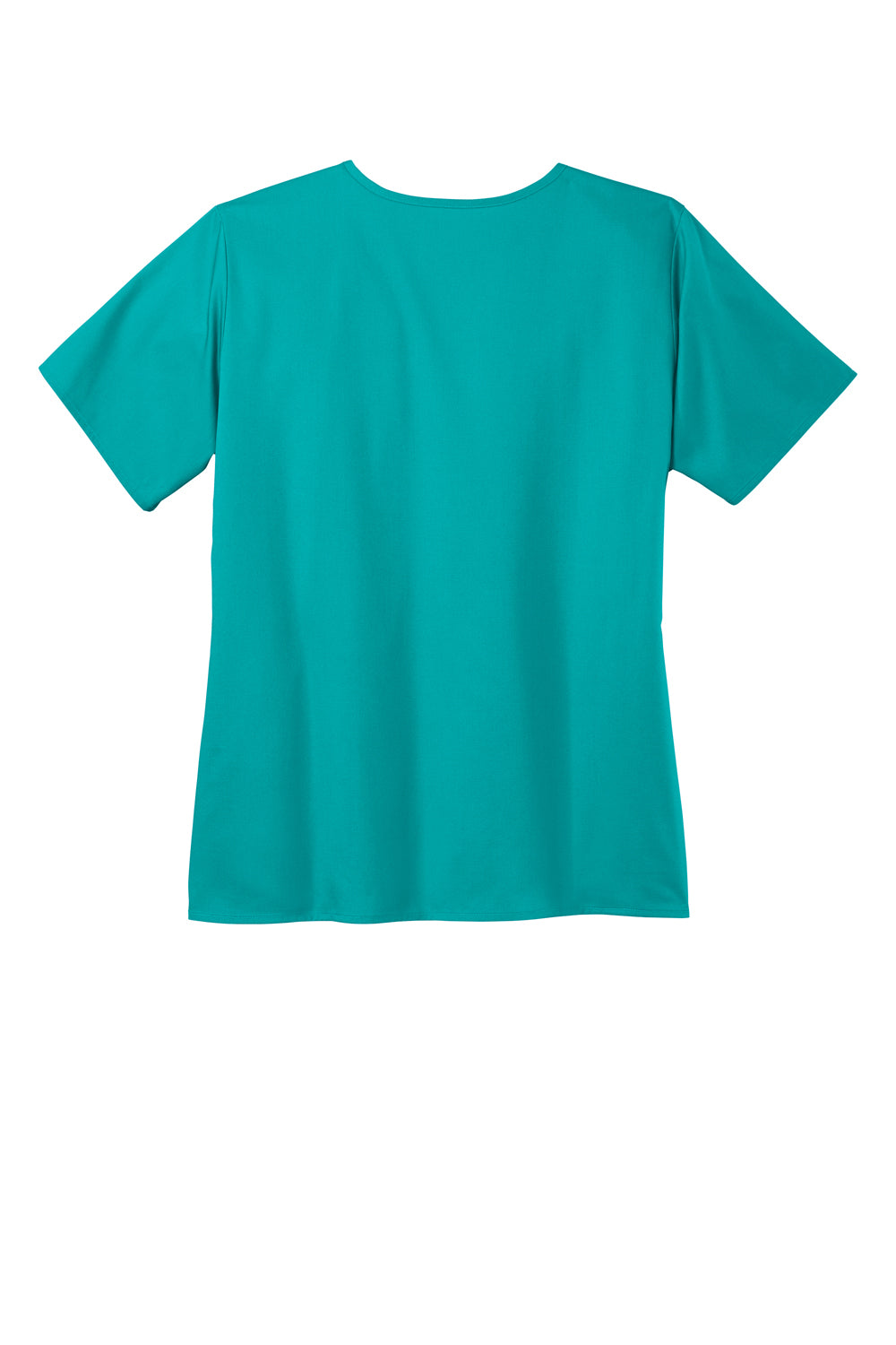 Wonderwink WW4760 WorkFlex Short Sleeve V-Neck Mock Wrap Shirt Teal Blue Flat Back