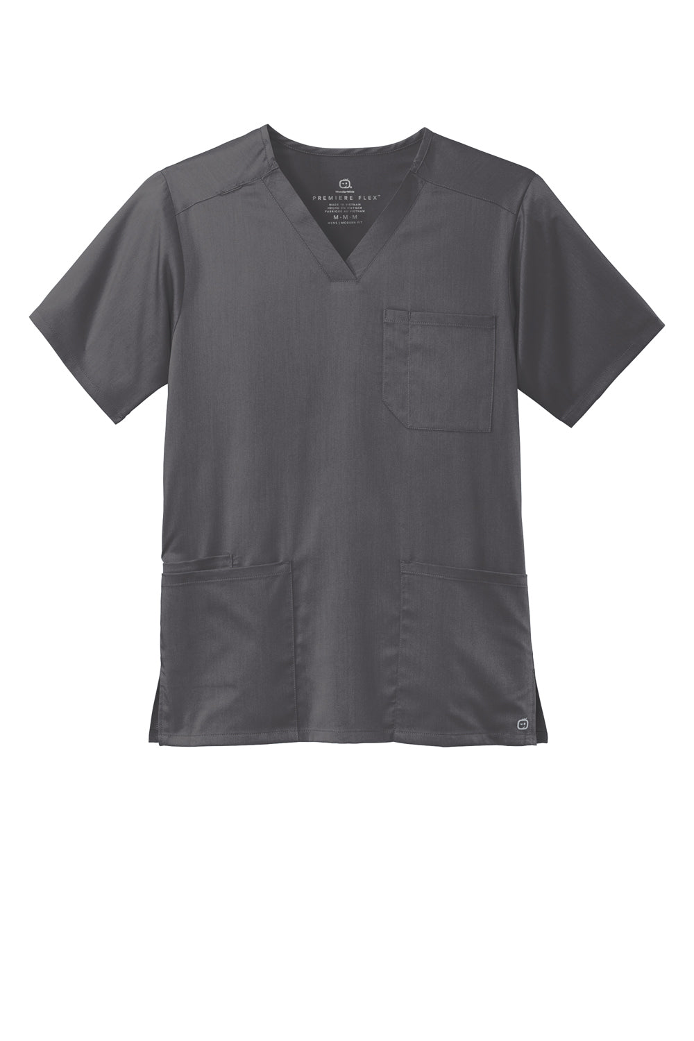Wonderwink WW5068 Premiere Flex Short Sleeve V-Neck Shirt Pewter Grey Flat Front