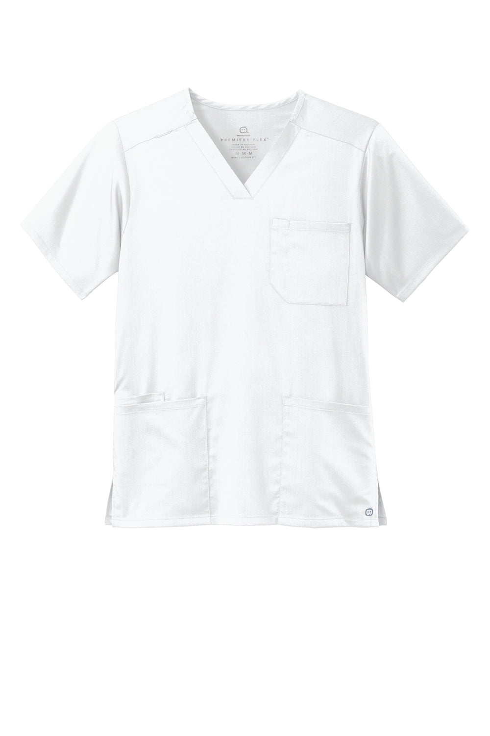 Wonderwink WW5068 Premiere Flex Short Sleeve V-Neck Shirt White Flat Front