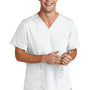 Wonderwink Mens Premiere Flex Short Sleeve V-Neck Shirt w/ Pockets - White