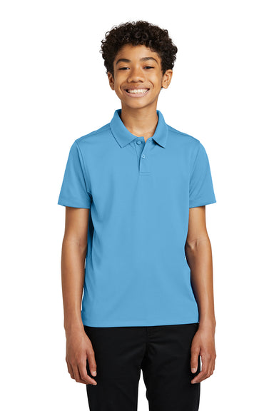 Port Authority Y110 Youth Dry Zone Moisture Wicking Short Sleeve Polo Shirt Carolina Blue Front
