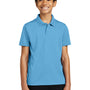 Port Authority Youth Dry Zone Moisture Wicking Short Sleeve Polo Shirt - Carolina Blue - NEW