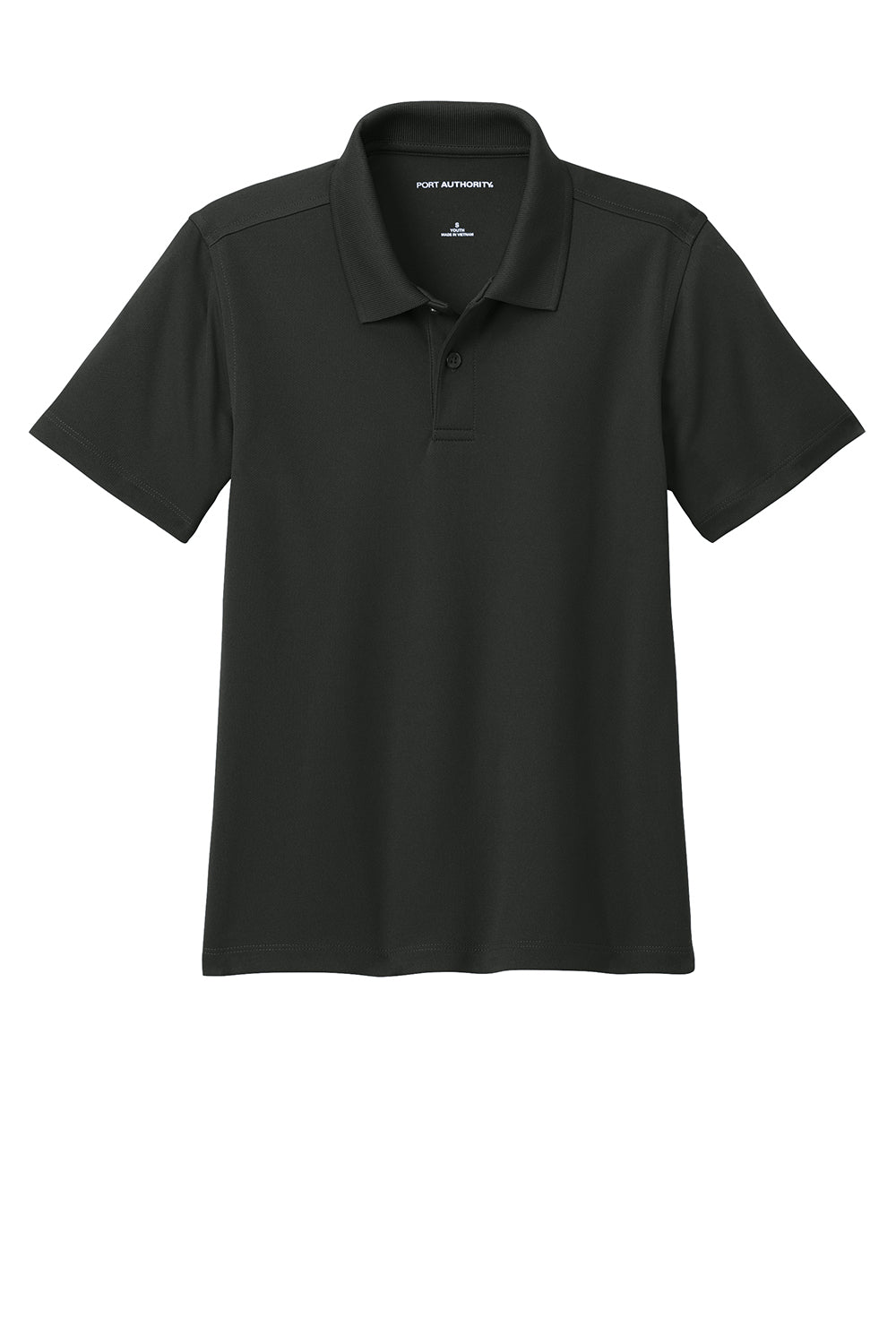 Port Authority Y110 Youth Dry Zone Moisture Wicking Short Sleeve Polo Shirt Deep Black Flat Front