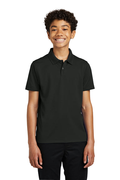 Port Authority Y110 Youth Dry Zone Moisture Wicking Short Sleeve Polo Shirt Deep Black Front