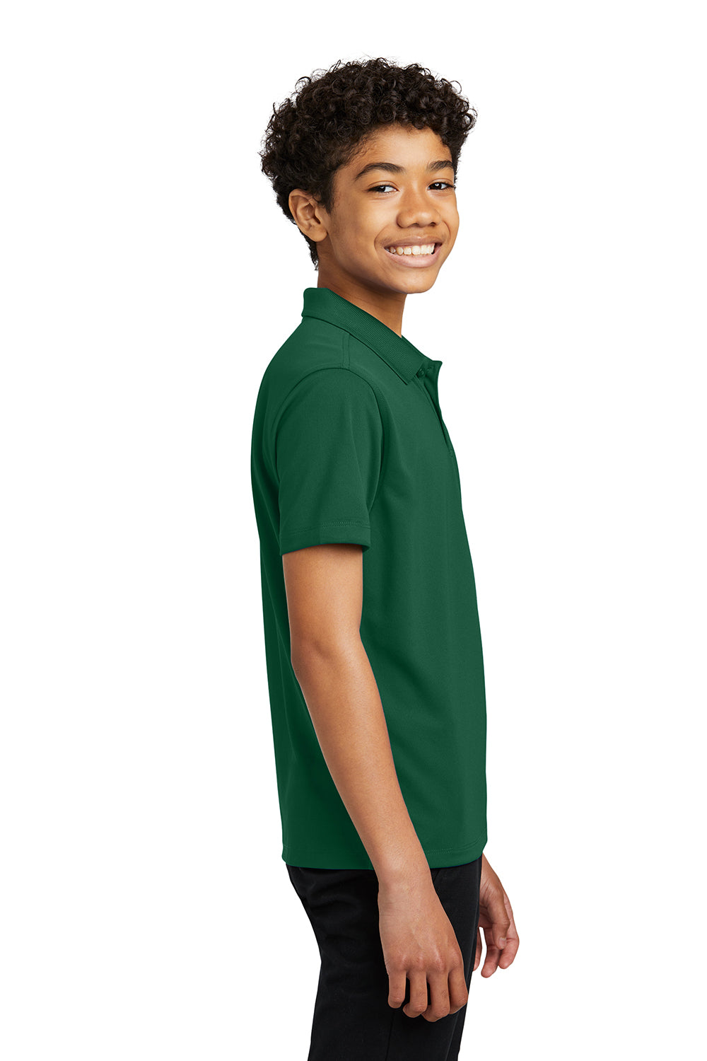 Port Authority Y110 Youth Dry Zone Moisture Wicking Short Sleeve Polo Shirt Deep Forest Green Side