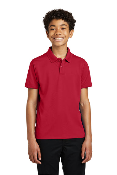 Port Authority Y110 Youth Dry Zone Moisture Wicking Short Sleeve Polo Shirt Rich Red Front