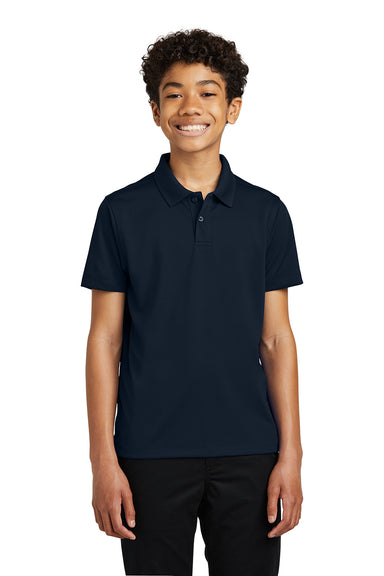Port Authority Y110 Youth Dry Zone Moisture Wicking Short Sleeve Polo Shirt River Navy Blue Front