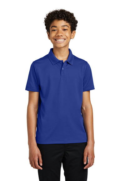 Port Authority Y110 Youth Dry Zone Moisture Wicking Short Sleeve Polo Shirt True Royal Blue Front