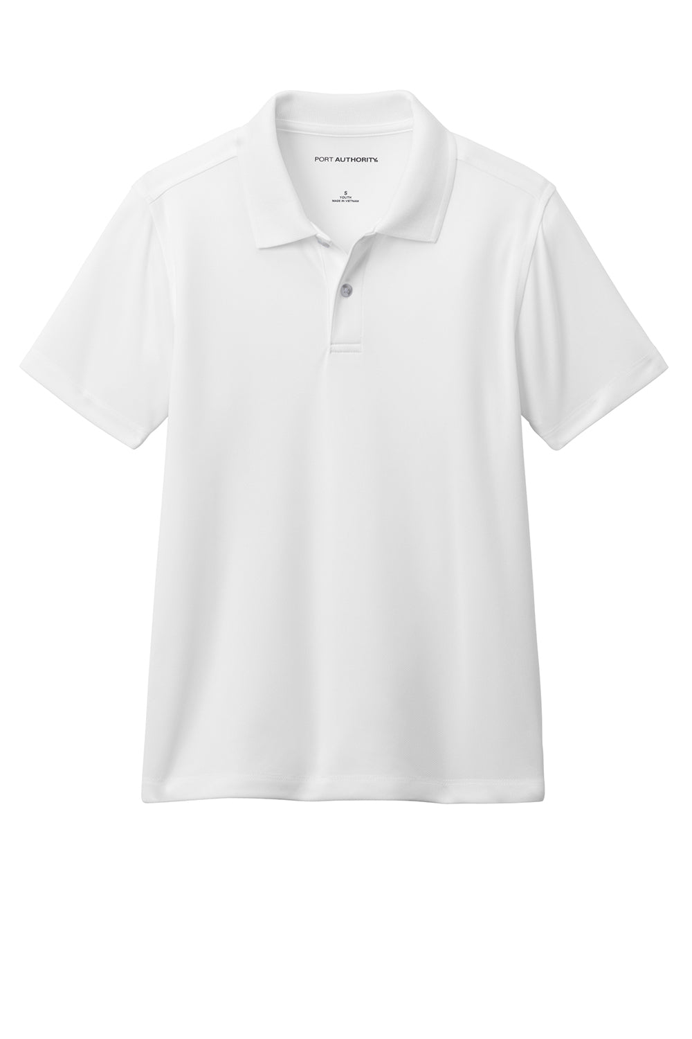 Port Authority Y110 Youth Dry Zone Moisture Wicking Short Sleeve Polo Shirt White Flat Front
