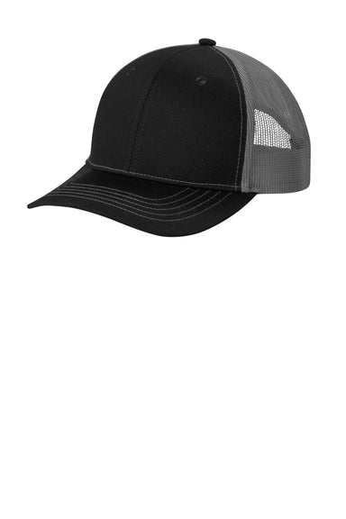 Port Authority YC112 Snapback Trucker Hat Black/Steel Grey Front