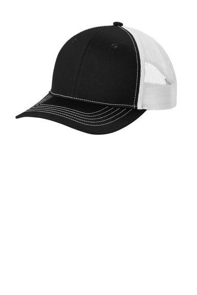 Port Authority YC112 Snapback Trucker Hat Black/White Front