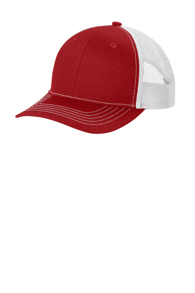 Port Authority YC112 Snapback Trucker Hat Flame Red/White Front