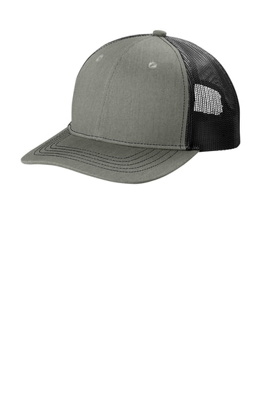 Port Authority YC112 Snapback Trucker Hat Heather Grey/Black Front
