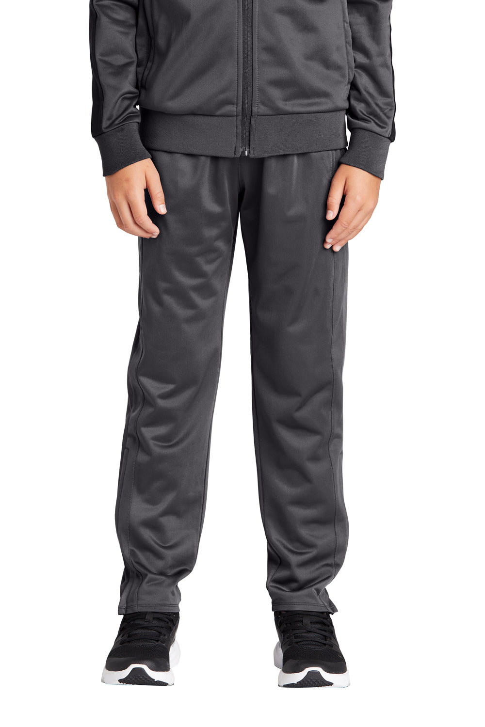 Sport-Tek YPST95 Tricot Track Pants w/ Pockets Graphite Grey Front