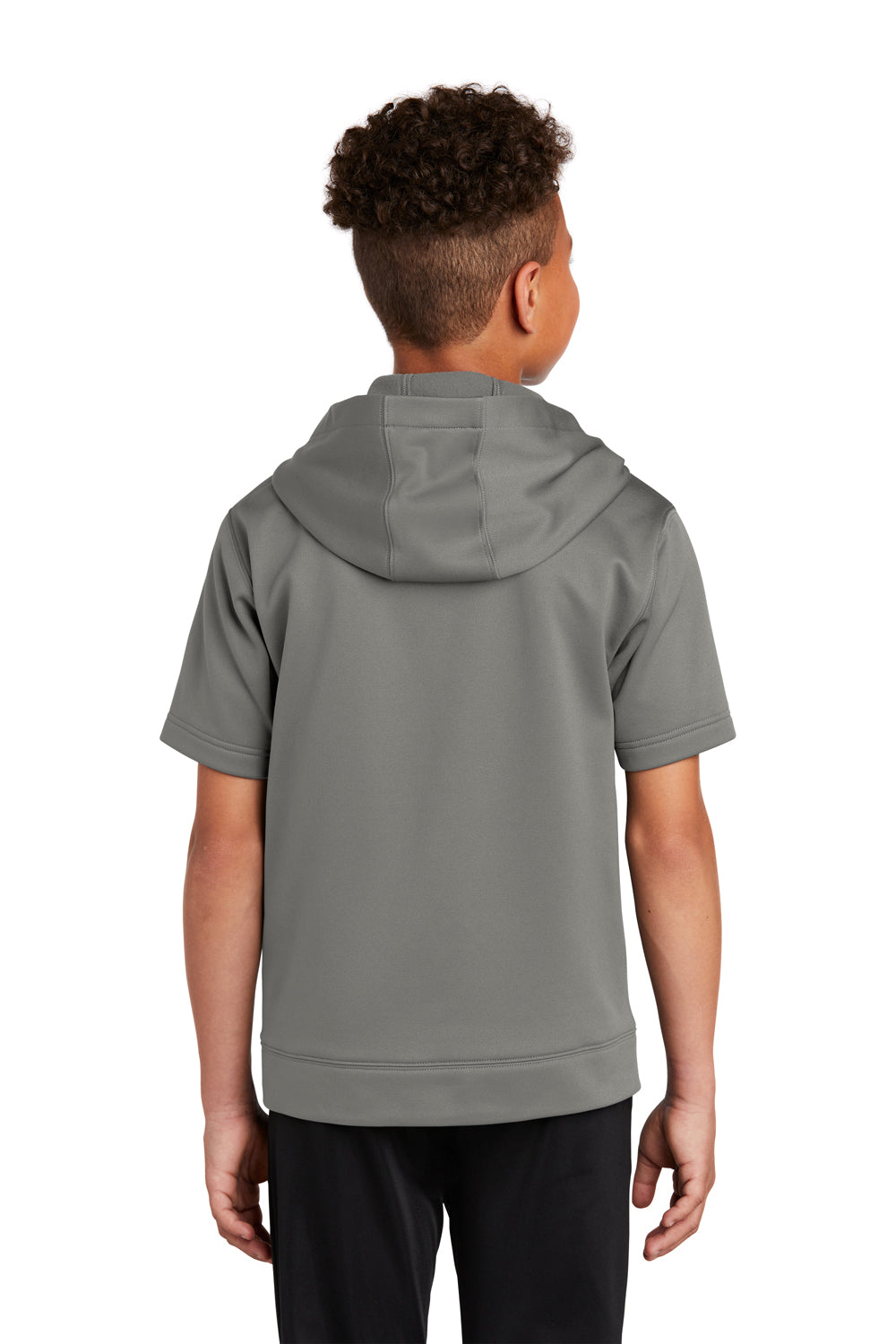 Sport-Tek Youth Fleece Short Sleeve Hooded Sweatshirt Hoodie Dark Smoke Grey Side