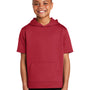Sport-Tek Youth Fleece Moisture Wicking Short Sleeve Hooded Sweatshirt Hoodie - Deep Red