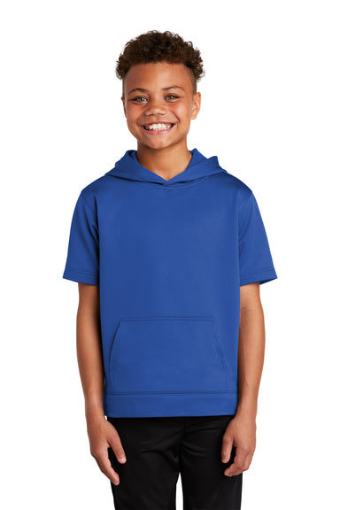 Sport-Tek Youth Fleece Short Sleeve Hooded Sweatshirt Hoodie True Royal Blue Front
