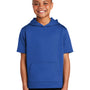 Sport-Tek Youth Fleece Moisture Wicking Short Sleeve Hooded Sweatshirt Hoodie - True Royal Blue