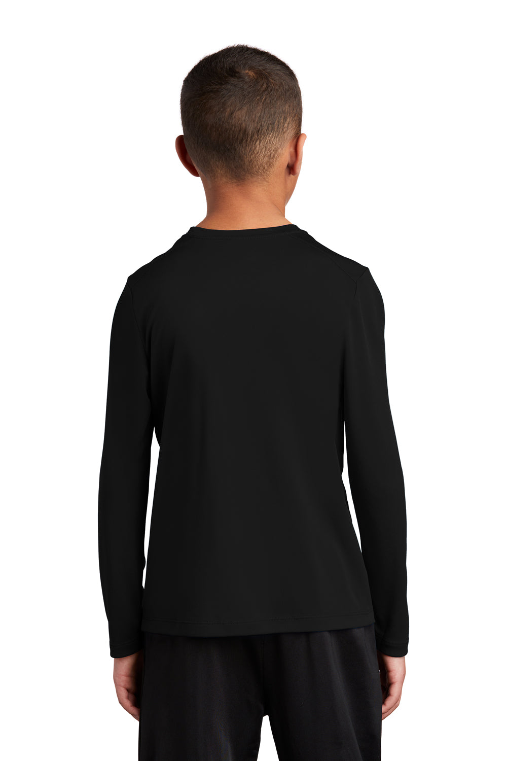 Sport-Tek Youth Long Sleeve Crewneck T-Shirt Black Side