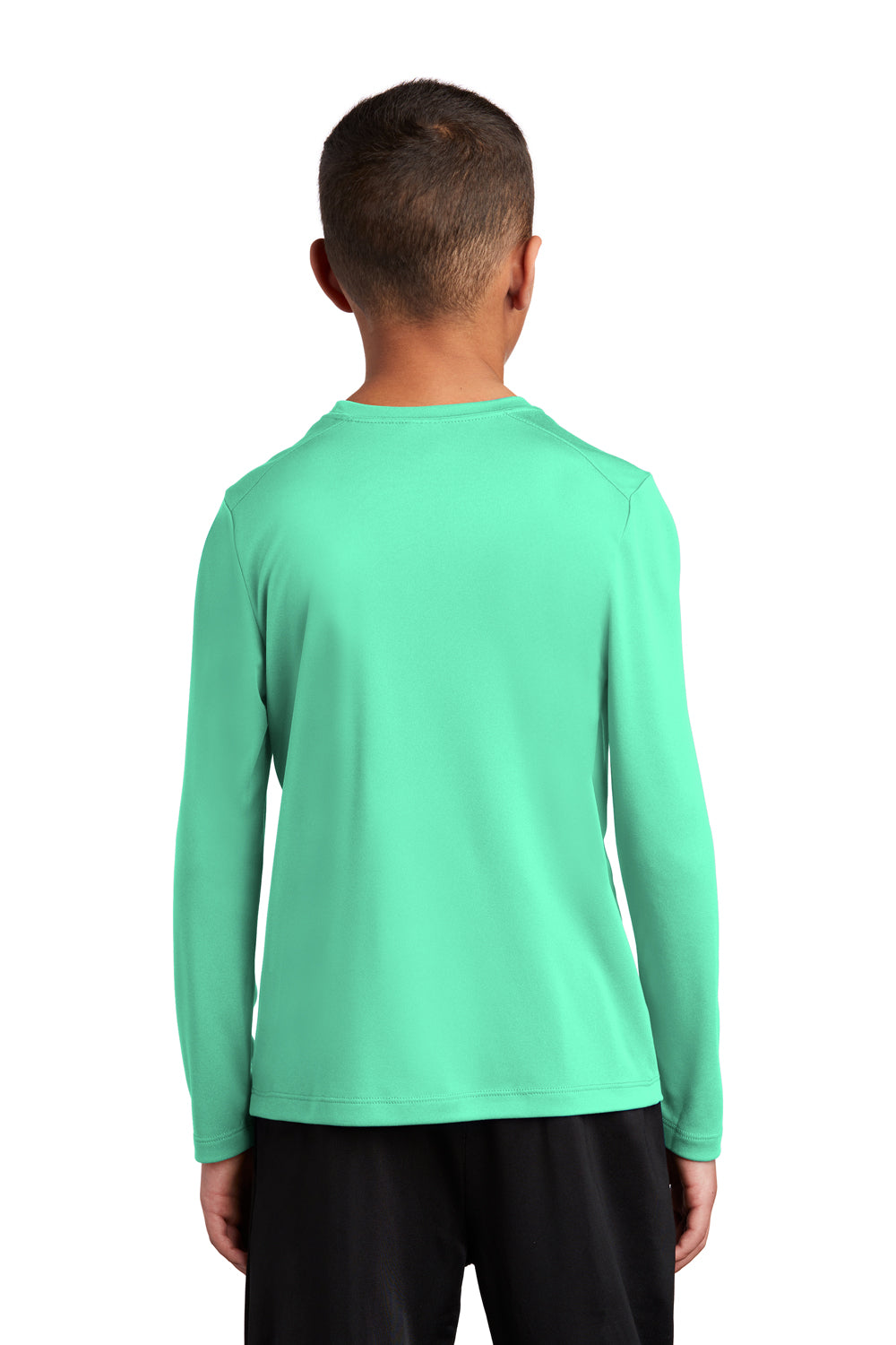 Sport-Tek Youth Long Sleeve Crewneck T-Shirt Bright Seafoam Green Side