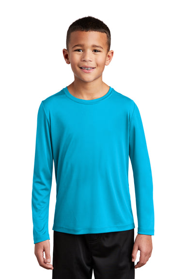 Sport-Tek Youth Long Sleeve Crewneck T-Shirt Sapphire Blue Front
