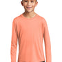 Sport-Tek Youth Moisture Wicking Long Sleeve Crewneck T-Shirt - Soft Coral Orange
