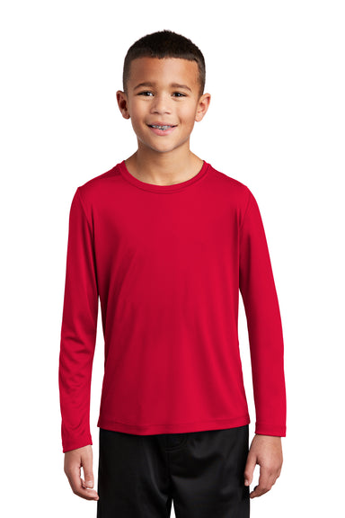 Sport-Tek Youth Long Sleeve Crewneck T-Shirt True Red Front