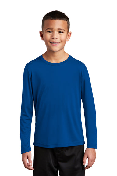 Sport-Tek Youth Long Sleeve Crewneck T-Shirt True Royal Blue Front