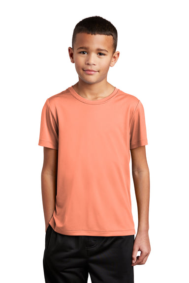 Sport-Tek Youth Short Sleeve Crewneck T-Shirt Soft Coral Orange Front