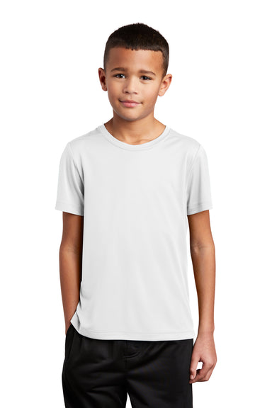 Sport-Tek Youth Short Sleeve Crewneck T-Shirt White Front