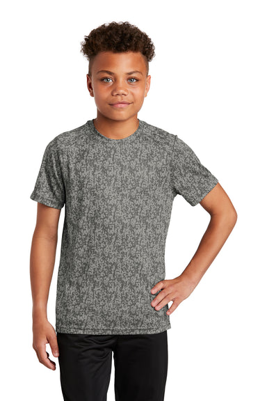 Sport-Tek Youth Digi Camo Short Sleeve Crewneck T-Shirt Concrete Grey Front