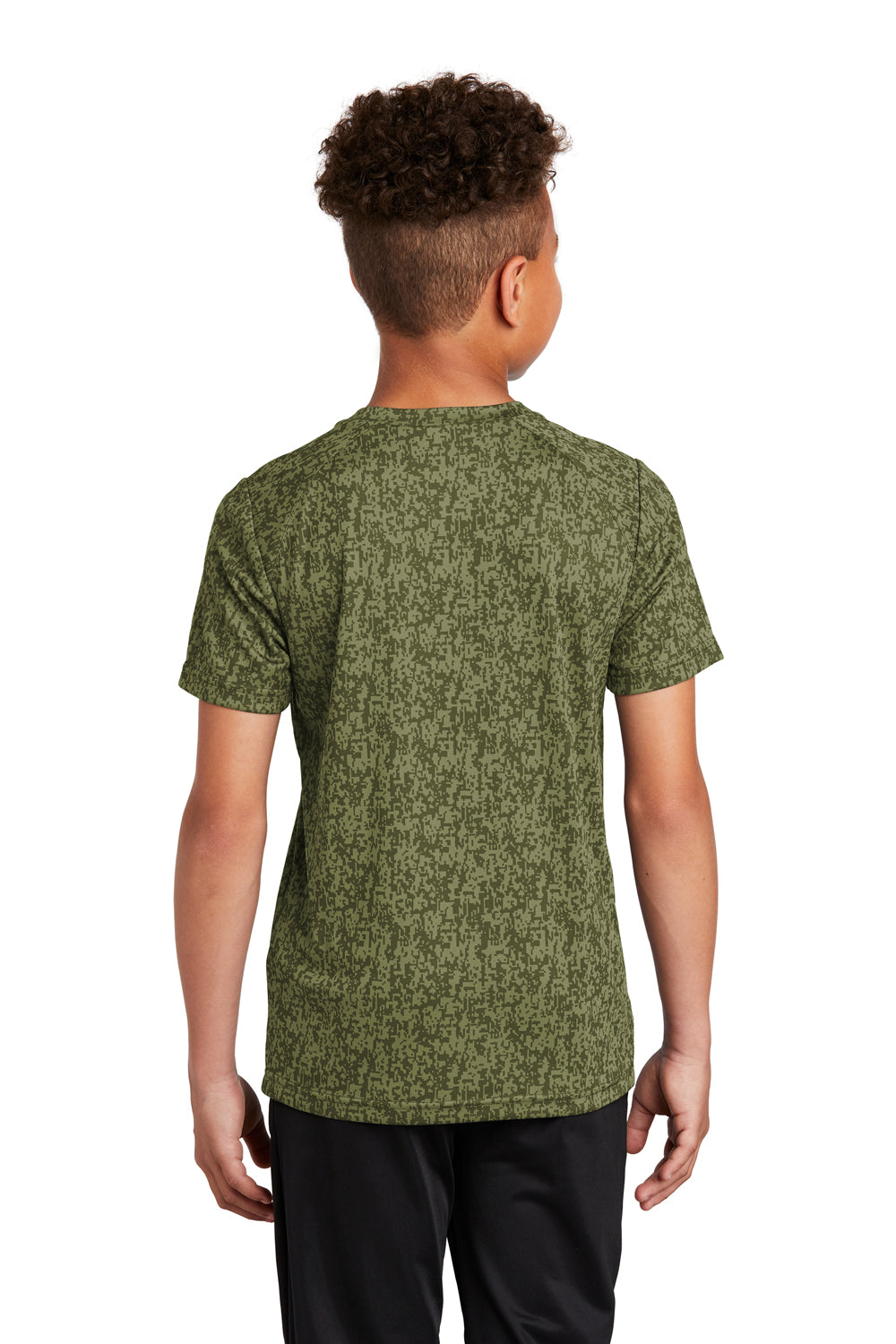 Sport-Tek Youth Digi Camo Short Sleeve Crewneck T-Shirt Olive Drab Green Side