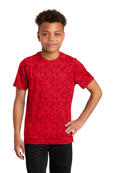 Sport-Tek Youth Digi Camo Short Sleeve Crewneck T-Shirt True Red Front
