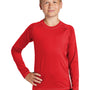 Sport-Tek Youth Rashguard Moisture Wicking Long Sleeve Crewneck T-Shirt - True Red
