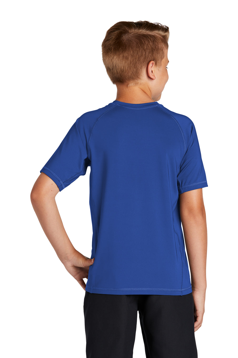 Sport-Tek Youth Rashguard Short Sleeve Crewneck T-Shirt True Royal Blue Side