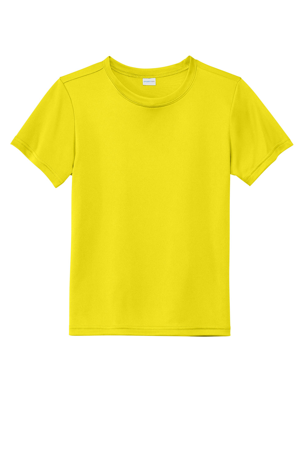 Sport-Tek YST720 Re-Compete PosiCharge Short Sleeve Crewneck T-Shirt Neon Yellow Flat Front