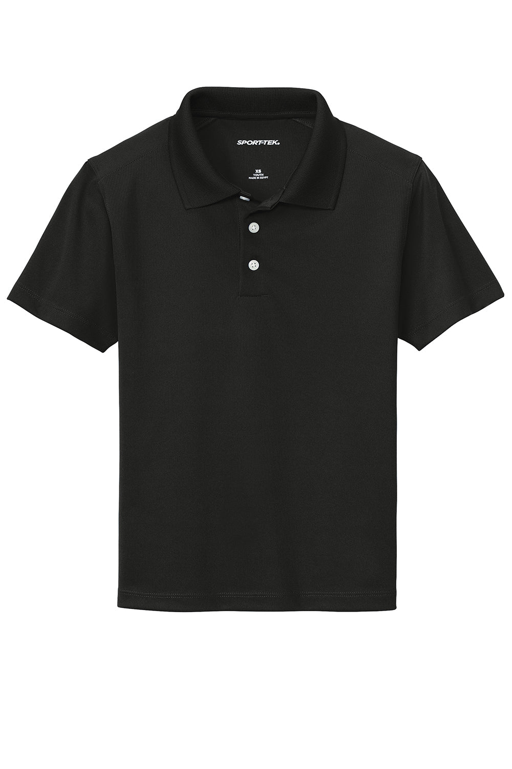 Sport-Tek YST740 Youth UV Micropique Short Sleeve Polo Shirt Black Flat Front