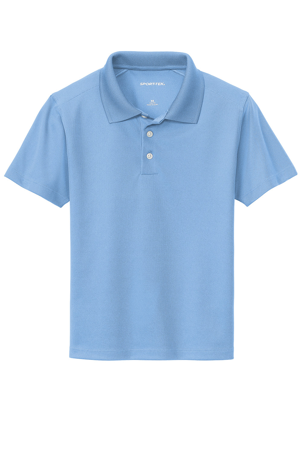 Sport-Tek YST740 Youth UV Micropique Short Sleeve Polo Shirt Carolina Blue Flat Front