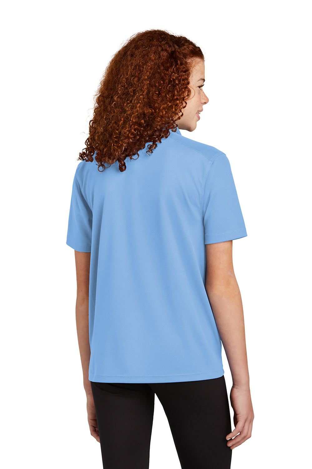 Sport-Tek YST740 Youth UV Micropique Short Sleeve Polo Shirt Carolina Blue Back