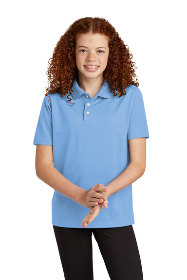 Sport-Tek YST740 Youth UV Micropique Short Sleeve Polo Shirt Carolina Blue Front