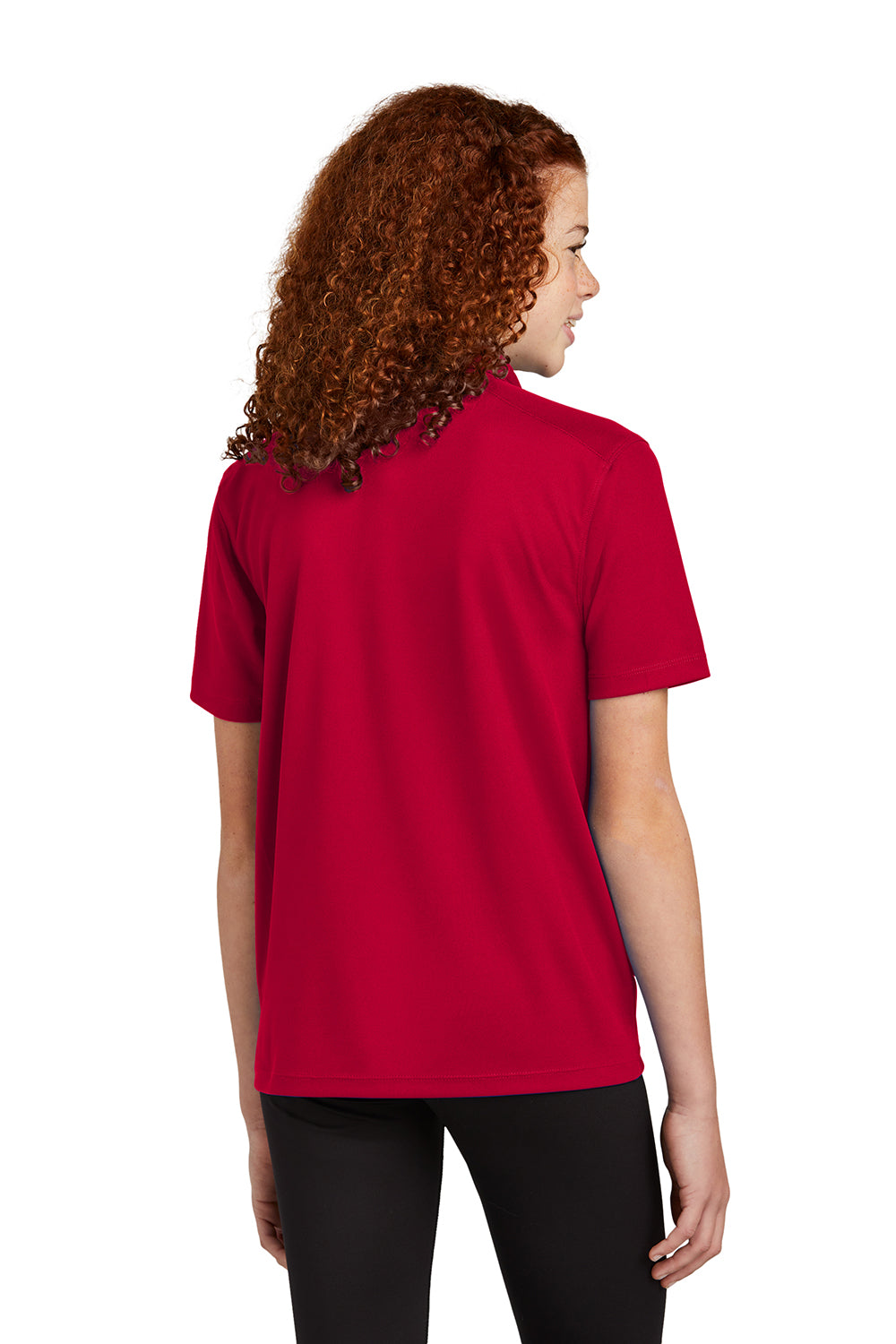Sport-Tek YST740 Youth UV Micropique Short Sleeve Polo Shirt Deep Red Back