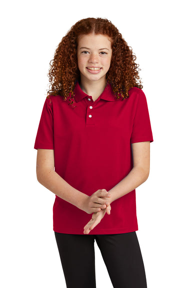 Sport-Tek YST740 Youth UV Micropique Short Sleeve Polo Shirt Deep Red Front