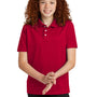 Sport-Tek Youth Moisture Wicking Micropique Short Sleeve Polo Shirt - Deep Red
