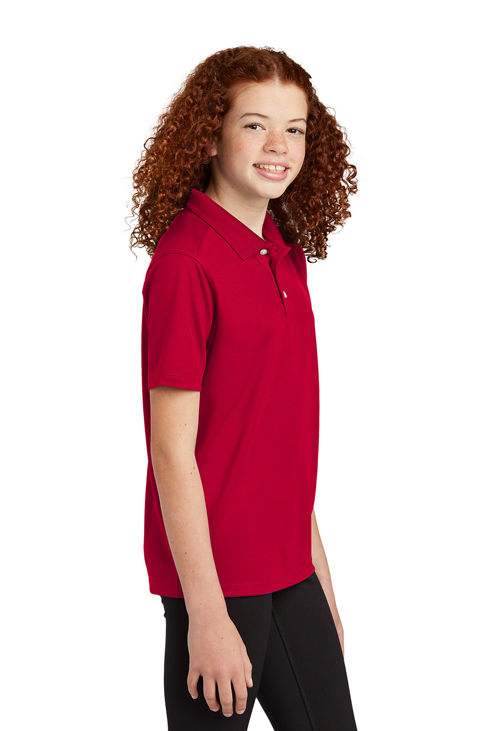 Sport-Tek YST740 Youth UV Micropique Short Sleeve Polo Shirt Deep Red Side