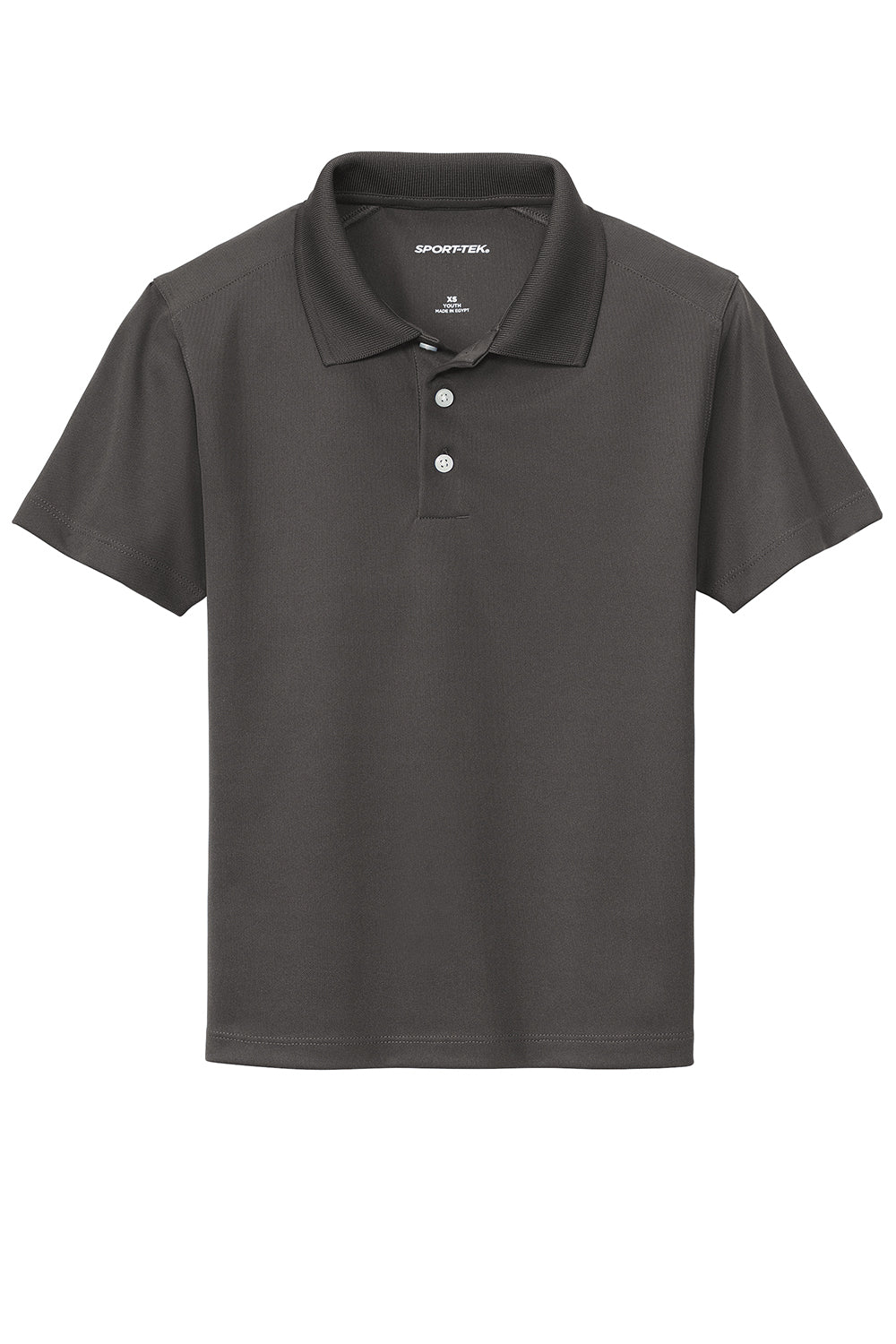 Sport-Tek YST740 Youth UV Micropique Short Sleeve Polo Shirt Graphite Grey Flat Front