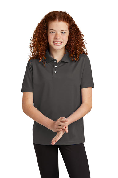 Sport-Tek YST740 Youth UV Micropique Short Sleeve Polo Shirt Graphite Grey Front