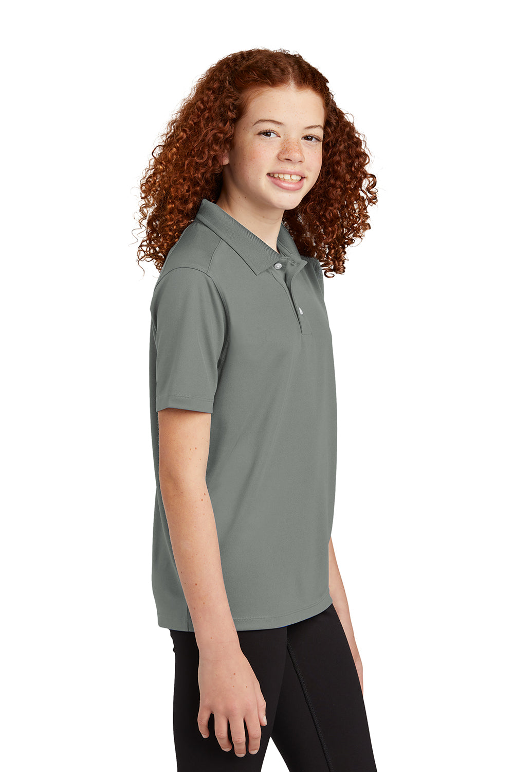 Sport-Tek YST740 Youth UV Micropique Short Sleeve Polo Shirt Concrete Grey Side
