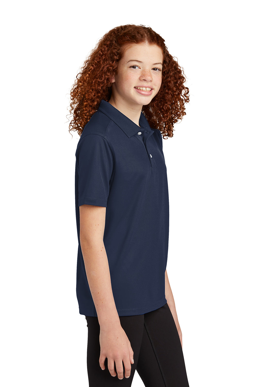 Sport-Tek YST740 Youth UV Micropique Short Sleeve Polo Shirt True Navy Blue Side