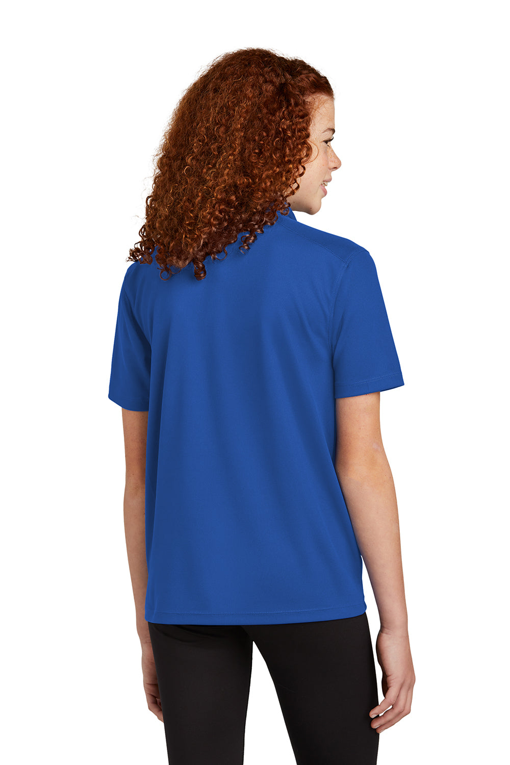 Sport-Tek YST740 Youth UV Micropique Short Sleeve Polo Shirt True Royal Blue Back