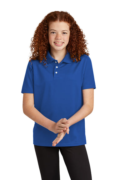 Sport-Tek YST740 Youth UV Micropique Short Sleeve Polo Shirt True Royal Blue Front